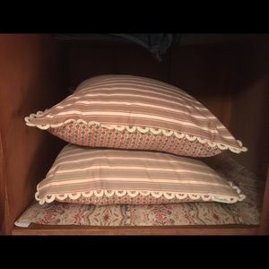 Two Handmade Pillows with Down/feather Inserts